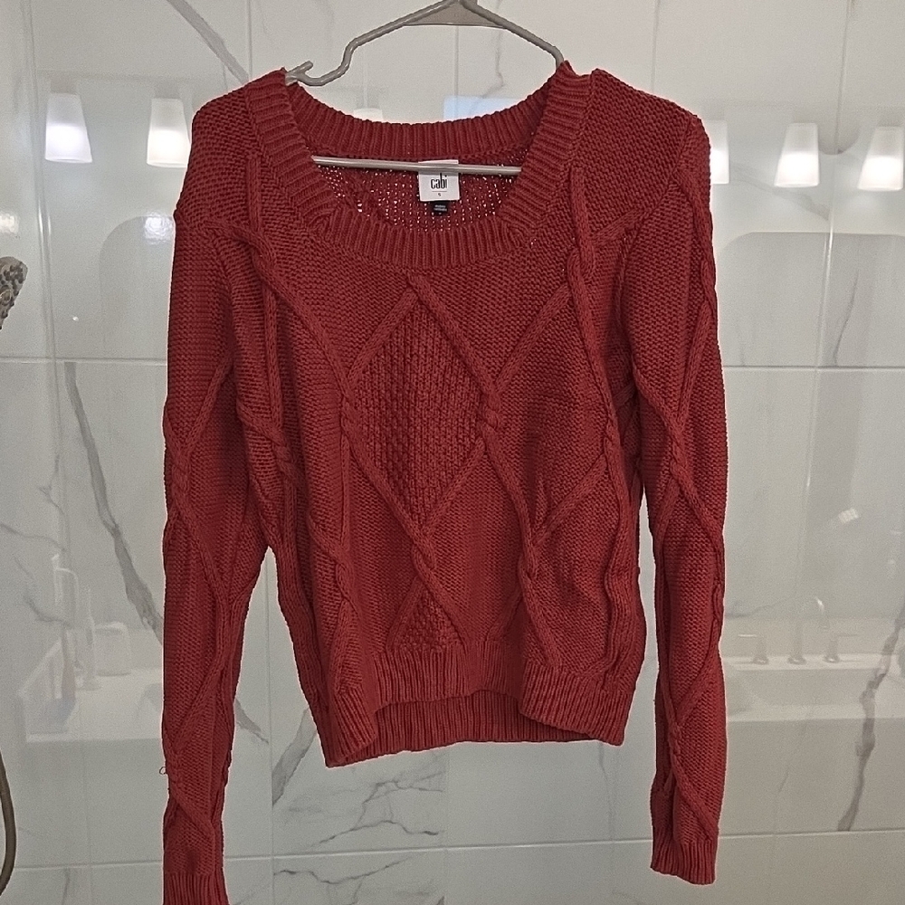 Cabi Women's Brick Red Cable Knit Sweater